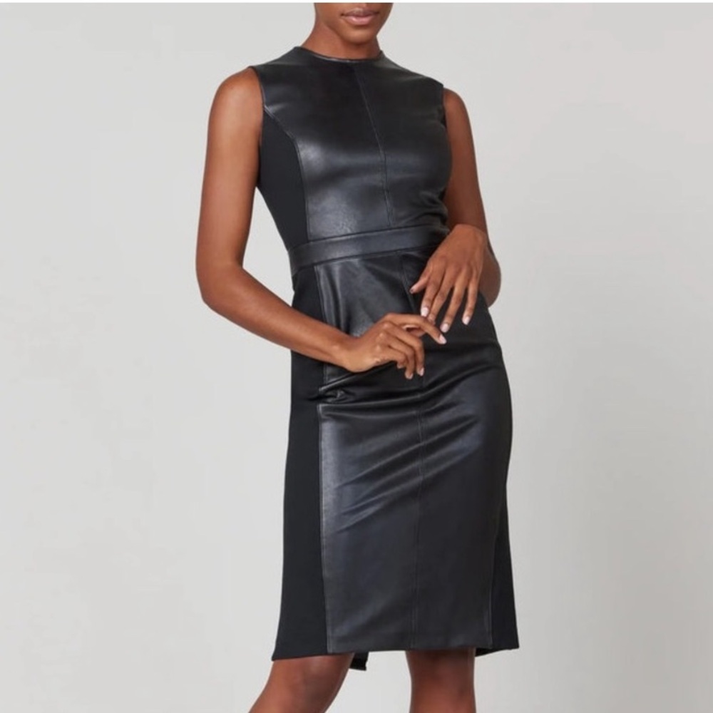 Spanx Faux Leather Sheath Dress in Black